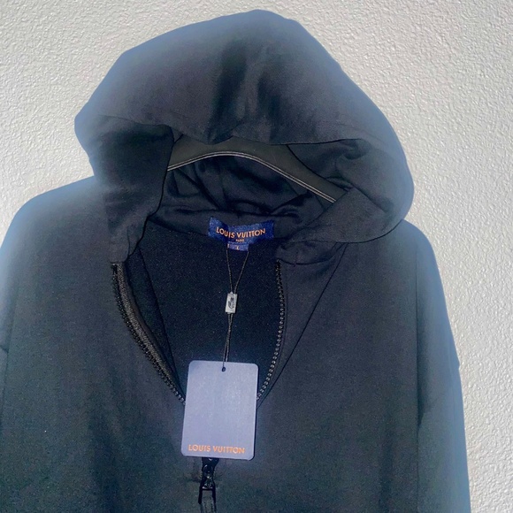 Black LV  With Front Pack Quarter Zip Hoodie - Picture 10 of 11